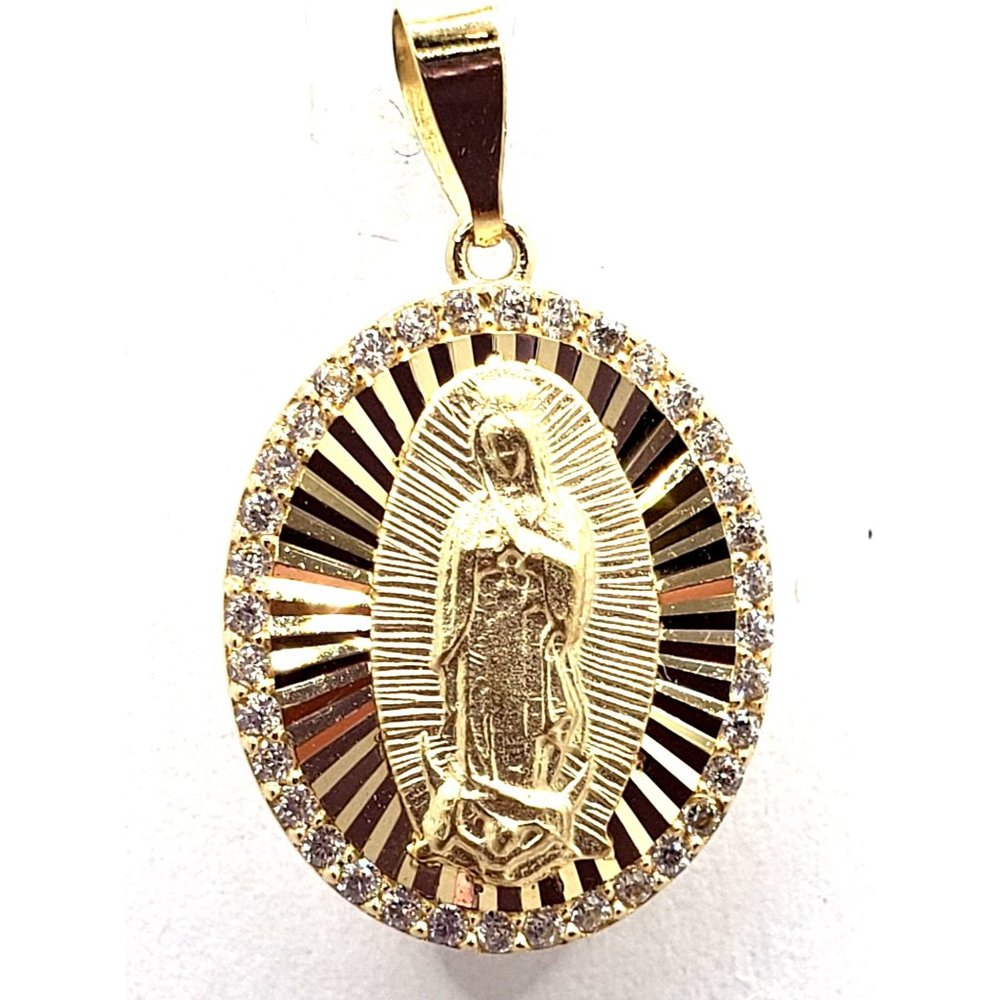 14k Yellow Gold Lady Of Guadalupe Oval Pendant